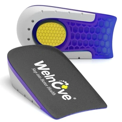 Image of Welnove Shoe Inserts Gel Heel Cushion Cup for Achilles Tendonitis, Plantar Fasciitis, Pain, Spur, 0.6&quot; Height Lift Support Women 4.5 7.5 &amp; Men 4 6(1 Pair)
