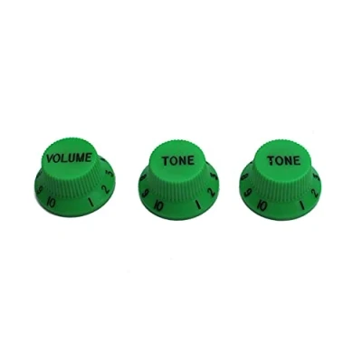 Image of Guyker Top Hat Guitar Potentiometer Knobs 6mm Dia. Shaft Pots Bell Cap Speed Tone and Volume Control Knob Replacement Parts for Electric or Precision Bass (Set of 3, Green)