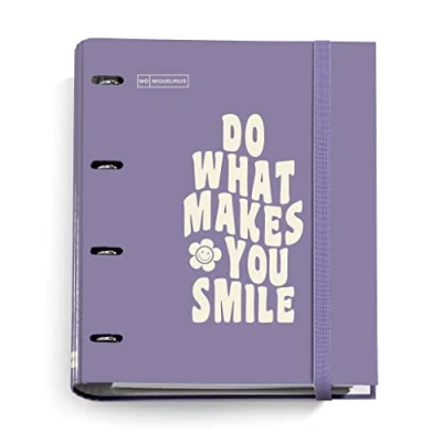 Image of Miquelrius Message Folder with 4 Rings + Replacement for 100 Sheets A4 Grid, Dividers and Envelope, Rubber Closure Purple