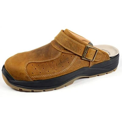 Image of EuroRoutier Premium Leather Tucson Brown, Clogs, Safety Slippers Certificate SB+A+E+FO+SRC Brown Size: 13.5 UK