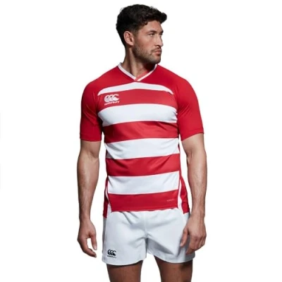 Image of Canterbury Men&#039;s Vapodri Evader Hooped Rugby Jersey, Black, L
