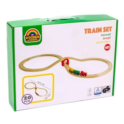 Image of Carousel Home 20 Piece Kids Wooden Train Set My First Toy For Track &amp; Children&#039;s Railway 102x42cm