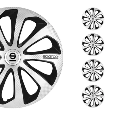 Image of Set Sparco wheel covers Sicilia 16 inch silver/black/carbon