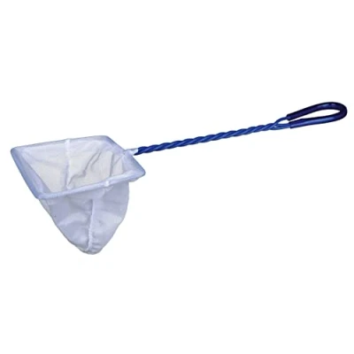 Image of White Fine Mesh Aquarium Fish Net Quick Catch Nylon for Pond, Tank, Cleaning (6&quot; Net)
