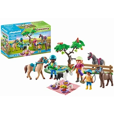 Image of Playmobil 71239 Country Picnic Outing with Horses, pony Farm, Horse Toys, Fun Imaginative Role Play, Playset Suitable for Children Ages 4+