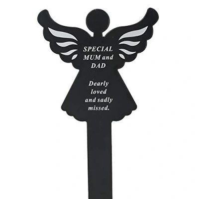 Image of Special Mum &amp; Dad Memorial Remembrance Grave Angel Ground Stake Plaque