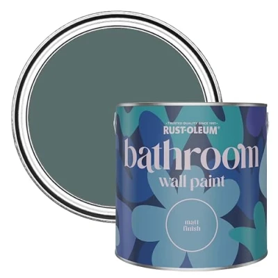 Image of Rust Oleum Dark Blue Water Resistant Bathroom Wall &amp; Ceiling Paint Deep Sea 2.5L