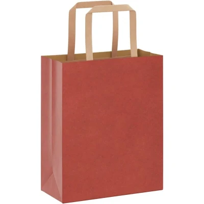 Image of vidaXL Red Paper Bags 50 Pack/Kraft Gift/Shopping Bag/18x8x22 Cm/Reusable Eco Alternative/Durable with Handles