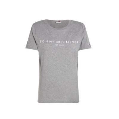Image of Tommy Hilfiger Curve LOGO Print Tshirt, Women&#039;s, Size: 24, Medium grey heather
