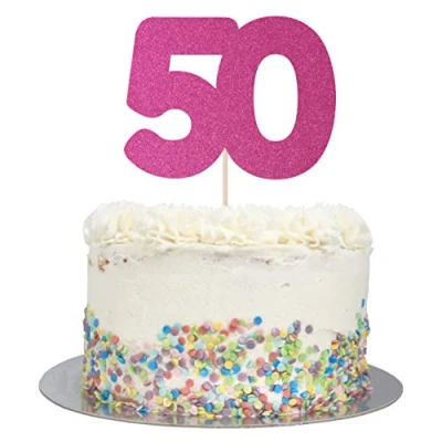 Image of Large Number 50 Glitter Cake Topper (Hot Pink Glitter)