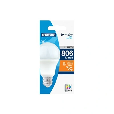 Image of Status 9w = 60w 806 lumens LED A60 GLS ES PA Pearl Warm White