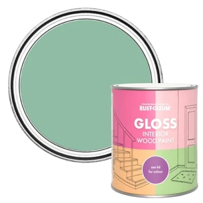 Image of Rust Oleum Green Interior Wood Paint in Gloss Finish Wanderlust 750ml