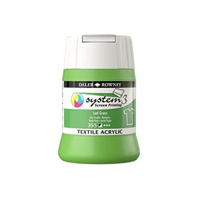 Image of Daler Rowney System3 Textile Acrylic Screen Printing Ink, Plastic Pot, 8.45oz 250 ml, Leaf Green