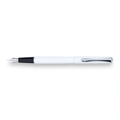 Image of DIPLOMAT D40702025 Traveller White Chrome Fountain Pen With Stainless Steel Nib Chic and Elegant Durable