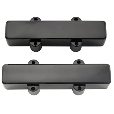 Image of Musiclily Pro Plastic F91.6/R95mm Jazz Bass Pickup Covers No Holes Set for Fender J bass, Black(Set of 2)