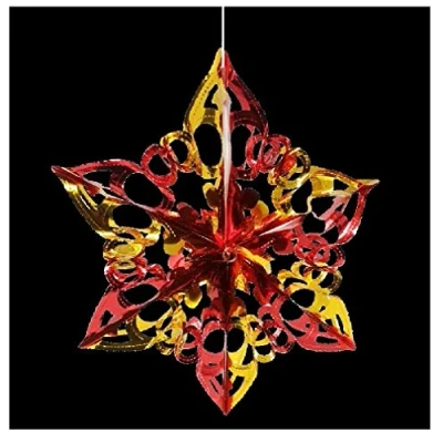 Image of 40cm Star Foil Garland Christmas Hanging Decoration Wall Ceiling Xmas Deco (Gold &amp; Red)