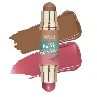 Image of Physicians Formula Butter Glow &amp; Go, Dual Ended Multiuse Makeup Stick for Cheeks, Eyes and Lips, Complementary Shades Bronzing, Contouring Blush, Berry Tan