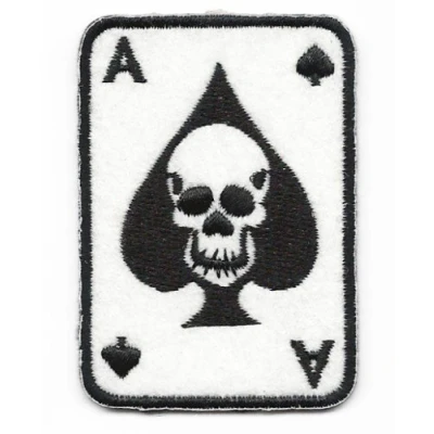 Image of Sew on Iron Embroidered Patch Ace of Spades Casino Card Badge