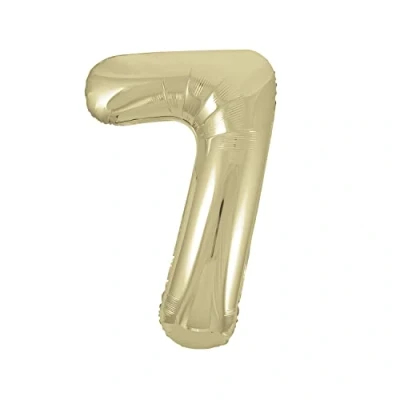 Image of Gold Number 7 Shaped Large Foil Balloon (86cm) 1 Piece Perfect for Birthday Parties and Special Events