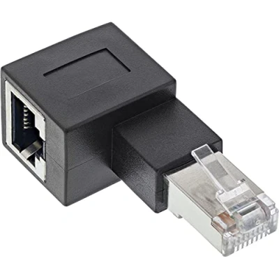 Image of InLine® Cat.6A RJ45 Male/Female 90 Left Angled Patch Cable Adapter
