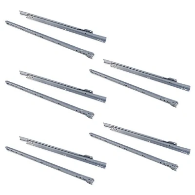 Image of Emuca drawer runners 500mm (19,6 inch) with partial extension in silver grey colour, set of 5 sliders for