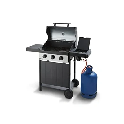 Image of Swan SBQ57030N Al Fresco Kansas 4 Burner 3+1 Gas BBQ, Including Side Burner, Built in Thermometer and Warming Rack, Black