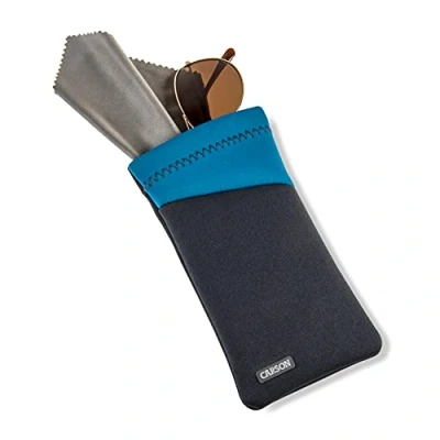 Image of Carson Eyeglass Pouch with Built in Microfiber Cloth for Eyewear and Sunglasses, Blue (EC 10GYBU)