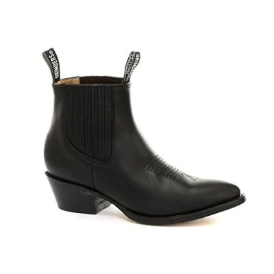 Image of Grinders Maverick Black Ankle Pull On Cow Boy Mens Western Leather Boots UK (8 / 42 EU)