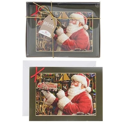 Image of Santa&#039;s Toy Workshop Design Multipack of 8 Charity Christmas Cards with Envelopes