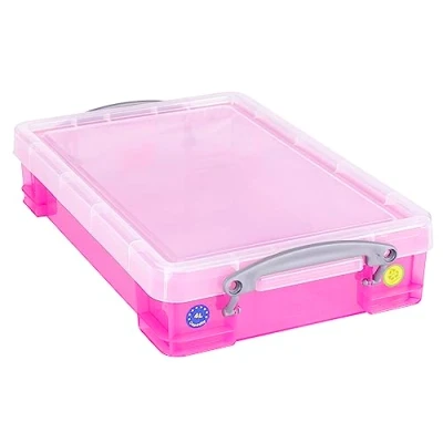 Image of Really Useful Plastic Storage Box 4 Litre Transparent Pink