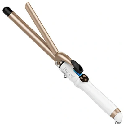 Image of Hoson 19mm Hair Curling Tongs Professional, Ceramic Tourmaline Curl Wand Barrel, Curler Iron with 9 Heat Setting(110℃ to 210℃ for All Types, Glove Include)