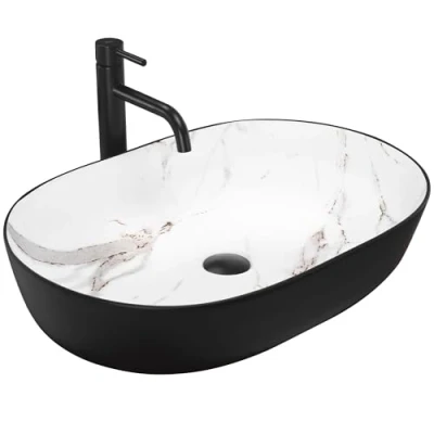 Image of REA U6625 Bathroom Sink Made of Ceramic 61 White MATT U6625, Black, Imitation Stone, Cleo Black AIAX 41 x 60,5 cm