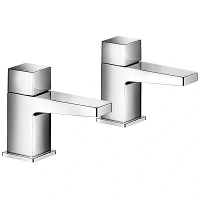 Image of Honesty Square Bath Pillar Taps Chrome Bathroom 1 Pair 2.1815.003 Mira Showers