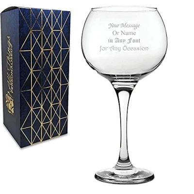 Image of Personalised Engraved Extra Large Envoy Gin Cocktail Glass with Gift Box, Personalise Any Message