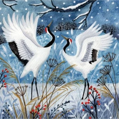 Image of Museums &amp; Galleries Storks in the Snow Pack of 5 Charity Christmas Cards with White Envelopes