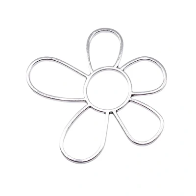 Image of Large Hollow Flower Pendant for DIY Crafts Jewelry Making 48x42mm Silver/Gold Color Retro Open Pendants