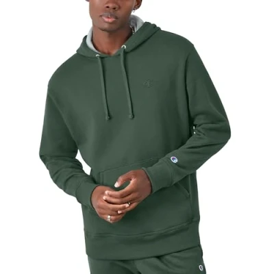 Image of Champion Men&#039;s, Powerblend, Fleece Comfortable Hoodie, Sweatshirt (Reg. Or Big &amp; Tall), Dark Green C Logo, XXL