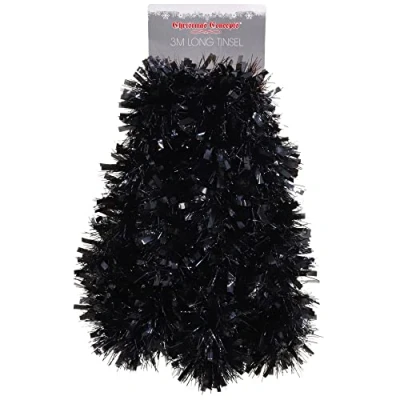 Image of Christmas Concepts® 3m / 9.8ft Chunky/Fine Tinsel Decoration (Black)