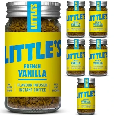 Image of Little&#039;s Instant Coffee (Pack of 6) French Vanilla Flavoured Powder Freeze Dried Instant, Infused with Madagascan Perfect for Latte or Iced 6 x 50g