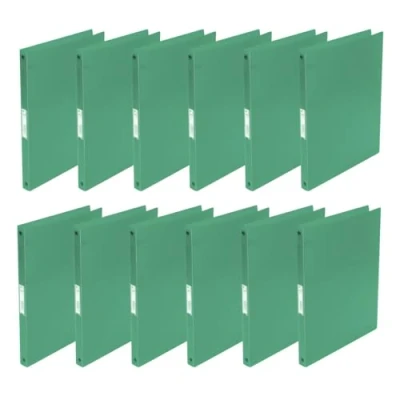 Image of Q Connect KF02919 Ring Binder/Pack of 12 / A4 4 16 mm/Colour: Green Transparent/Made Strong Translucent PP Film 22 mm Spine/Ring Binder Plastic/Ring Slim Thin Folder