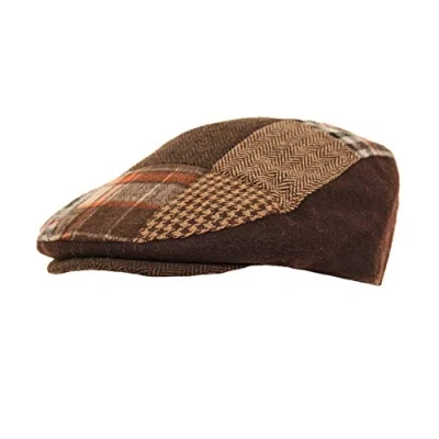 Image of Universal Textiles Mens Patchwork Winter Flat Cap with Wool (58cm) (Brown)