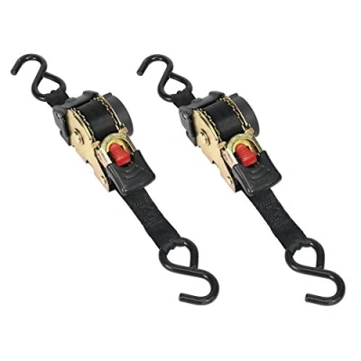 Image of Sealey ATD25301 AUTO RETRACT RATCHET TIE DOWN STRAP 25MM X 3 METRE *PACK OF 2*