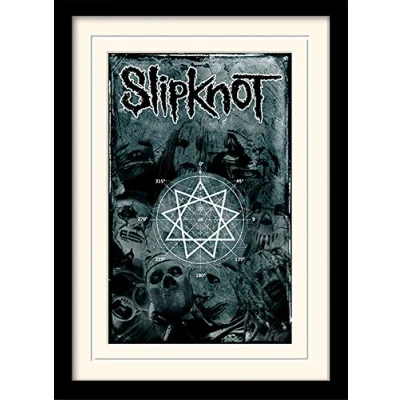 Image of Slipknot Pentagram Mounted &amp; Framed 30 x 40cm Print, MDF, Multi Colour, 42 32 2.4 cm