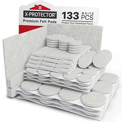 Image of Felt Furniture Pads X PROTECTOR 133 PCS Premium Feet Best Wood Floor Protectors Protect Your Hardwood &amp; Laminate Flooring!