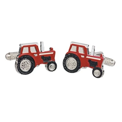 Image of Red Farm Tractor Cufflinks Presented in a GS Cufflink Box