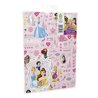 Image of The Design Group Disney Princess Wrapping Paper Incuding 2 sheets &amp; Tags