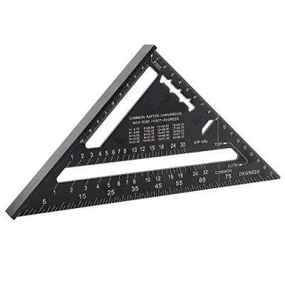 Image of TOPINCN 7 Inch Aluminum Alloy Black Triangle Ruler Square Protractor High Precision Measurement Tool for Engineer Carpenter(Metric System)