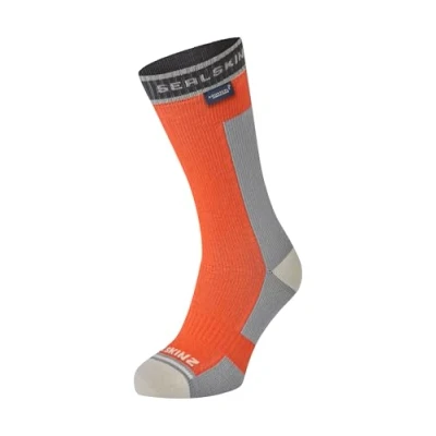 Image of SEALSKINZ Holverstone Waterproof Mid Length Lightweight Running Sock, Orange, XL