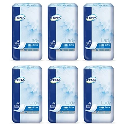 Image of 60 TENA LADY Extra Absorbent Anatomical and Female Pads Folded