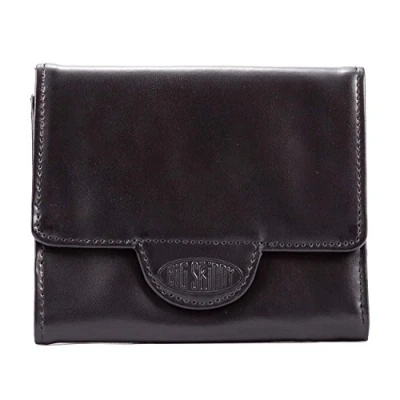 Image of Big Skinny Women&#039;s Trixie Leather Tri Fold Slim Wallet, Holds Up to 30 Cards, Black